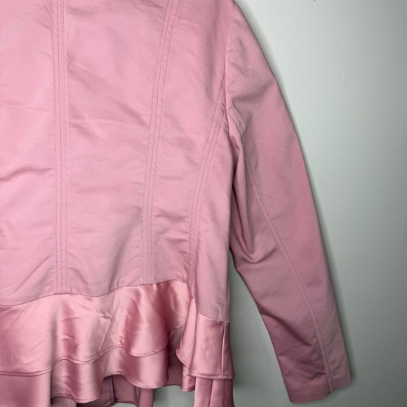 Lane Bryant Pink Moto-Style Jacket with Ruffle Detail Size 18 - Picture 9 of 12